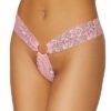 Stretch Lace Open Crotch Thong Candy Pink O/s