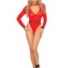Long Sleeve Opaque Teddy Red O/s