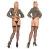 Fishnet Thigh Hi With Back Seam and Satin Bow  - Black