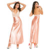 Lace & Charmeuse Halter Neck Gown-Peach Large