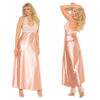 Lace & Charmeuse Halter Neck Gown-Peach 2X