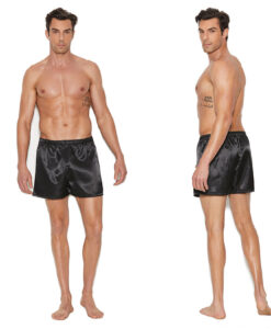 Charmeuse Satin Unisex Boxer Short-Black Large