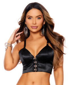 Satin Hook & Eye Cami Top-Black Small
