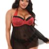 Sophia Halter Babydoll & Panty Black, Red 1X2X
