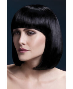Fever Smiffys Elise Wig Sleek Bob With Fringe-Black 13