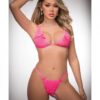 Pinklicious Front Clasp Bra & Side Clasp Thong Electric Pink O/s