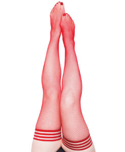Kixies Sandra Fishnet Thigh High-Red Size C
