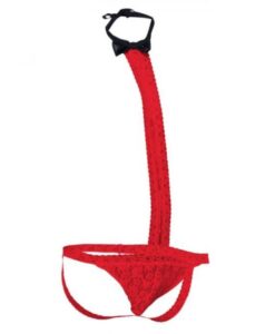 Alternative view of Mob Tuxedo Lace Thong Red L/xl