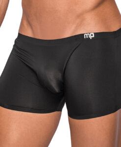 Male Power Seamless Sleek Short w/ Sheer Pouch-Black Medium