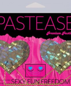 Alternative view of Gold Shattered Disco Ball Heart With Gold Chains Pasties
