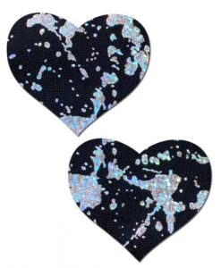 Pastease Splatter Holographic Heart Black/silver