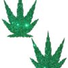 Pot Leaf Green Glitter Pasties