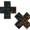 Pastease Shattered Glass Disco Ball Glitter Black Cross Pasties