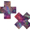 Pastease Plus X Neon Rainbow Tie Dye Snake Print Cross Nipple Pasties