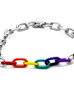 Gaysentials Rainbow and Silver Links Bracelet