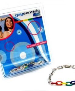 Alternative view of Gaysentials Rainbow and Silver Links Bracelet