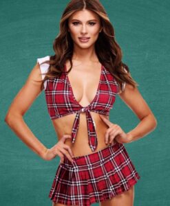 Alternative view of Teacher's Pet Schoolgirl Crop Top & Skirt Set M/l