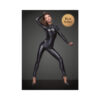 Noir Powerwetlook Overall With Leash And 2-way Zipper Small