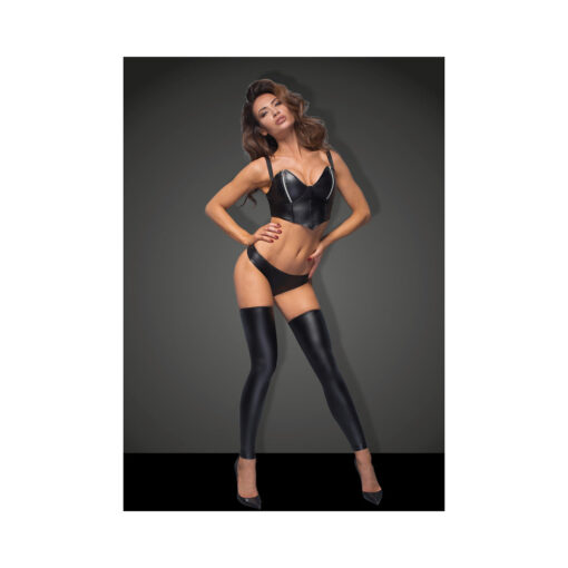 Noir Powerwetlook Stocking And Panties With Silver Zipper Large - Image 3
