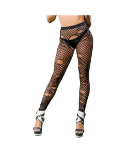 Black Distressed Crotchless Legging
