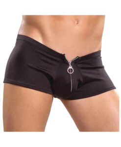 Male Power Zipper Shorts S/M Underwear Black