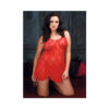 Rose Lace Flare Chemise Plus Size Red