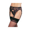 Lace Garter Belt Thong Plus Size Black