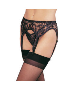 Lace Garter Belt Thong Plus Size Black
