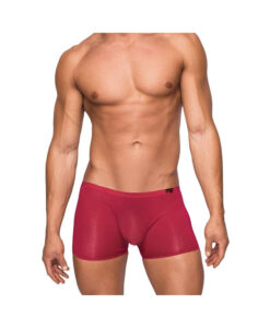 Male Power Seamless Sleek Sleek Short W/sheer Pouch Wine Large