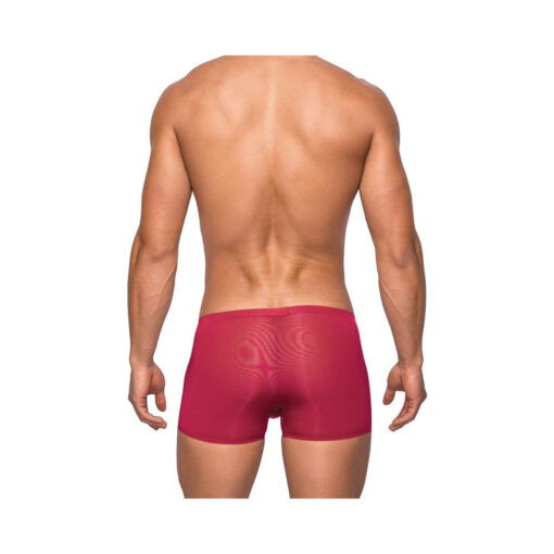 Male Power Seamless Sleek Sleek Short W/sheer Pouch Wine Xlarge - Image 2