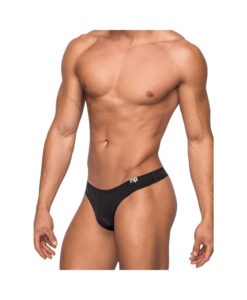 Male Power Seamless Sleek Sleek Thong W/sheer  Pouch Black Lx
