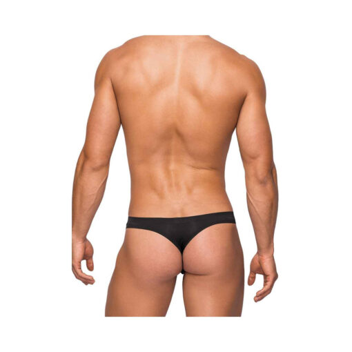 Male Power Seamless Sleek Sleek Thong W/sheer  Pouch Black Lx - Image 2
